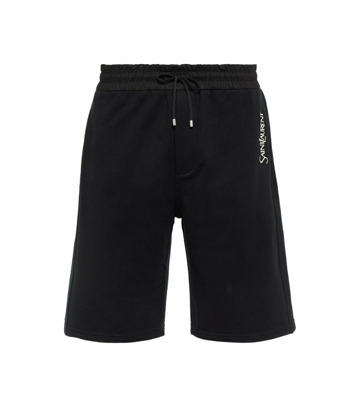 Photo: Saint Laurent - Embroidered cotton jersey track shorts