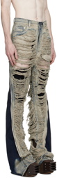 Rick Owens Blue Bolan Banana Jeans