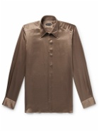 TOM FORD - Slim-Fit Silk-Satin Shirt - Brown