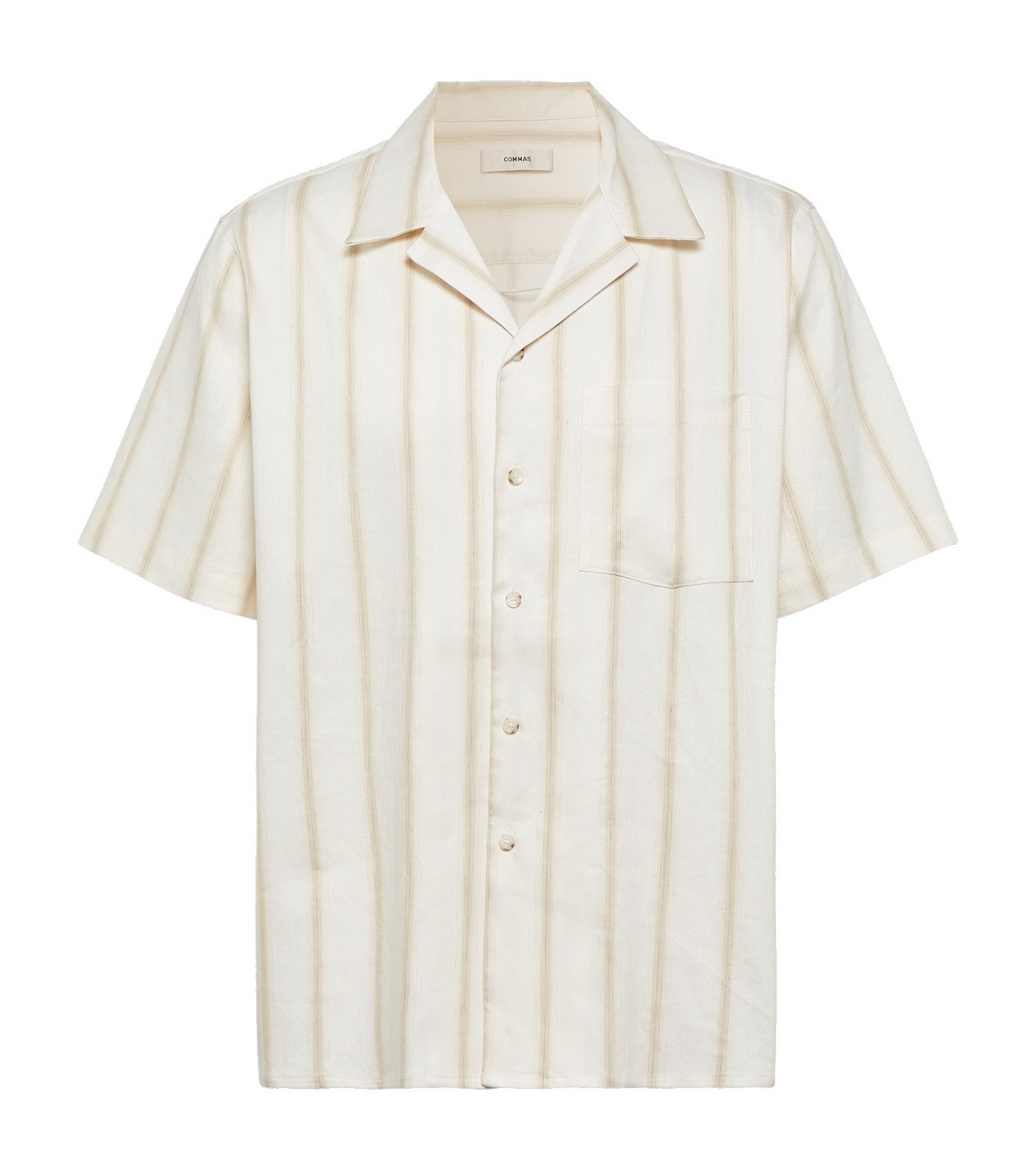 Photo: Commas Striped linen-blend bowling shirt
