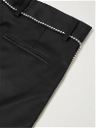AMIRI - Flared Crystal-Embellished Wool-Twill Suit Trousers - Black