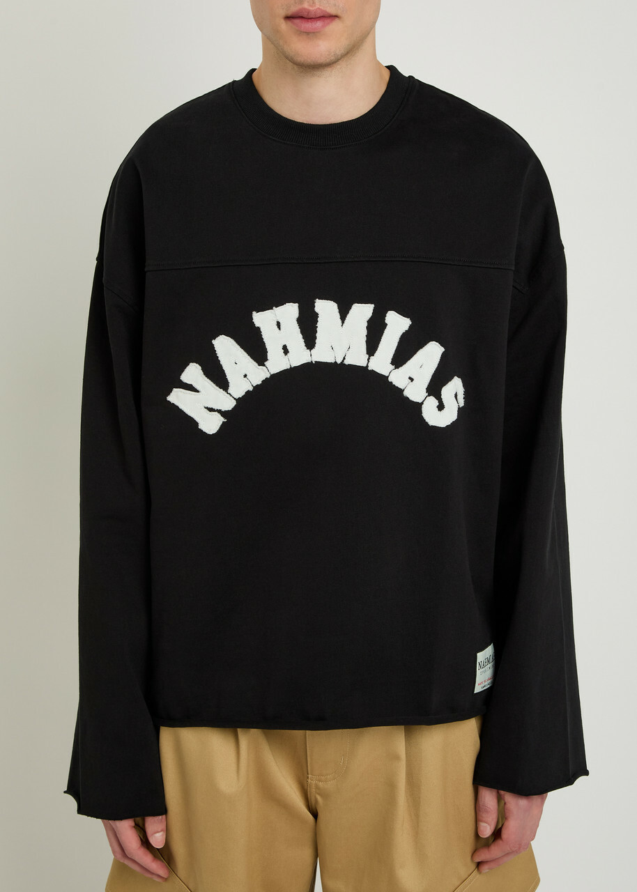 Nahmias Varsity Logo-appliquéd Cotton T-shirt Black