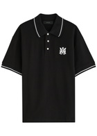 Amiri Logo Piqué Cotton Polo Shirt Black