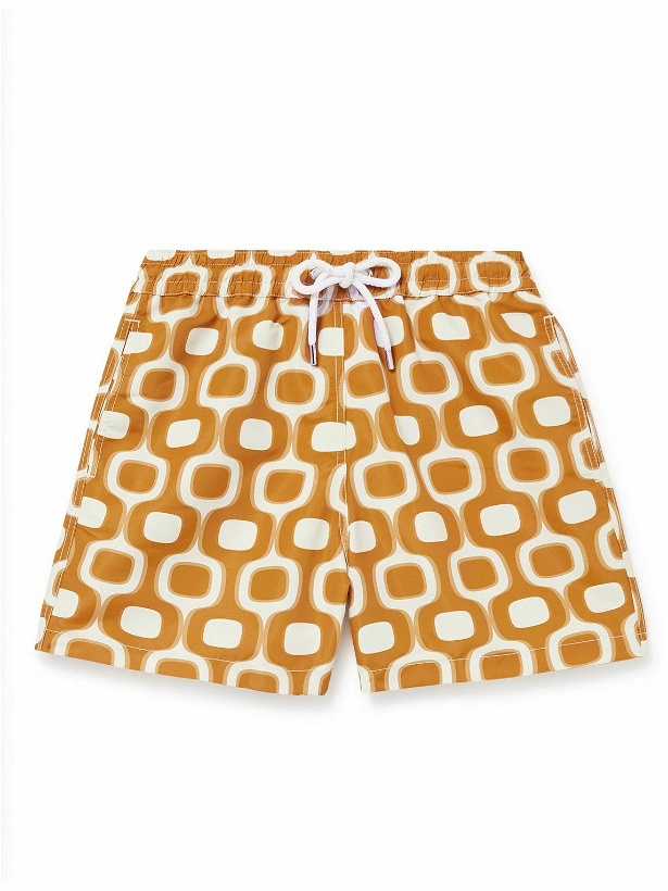 Photo: Frescobol Carioca - Short-Length Printed Swim Shorts - Brown