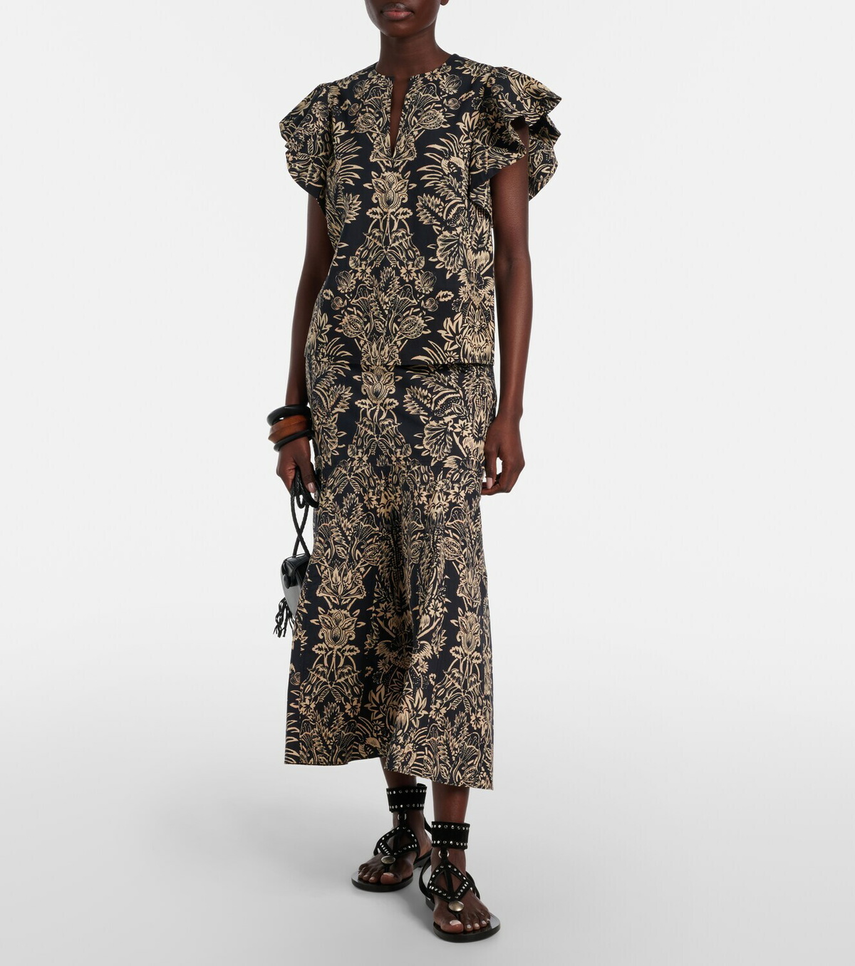 Ulla Johnson Severine printed cotton poplin top