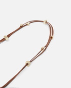 Pinko Tubular Leather Belt With Golden Metal Nuggets Lion Brown   Brushed Gold