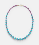 Ileana Makri Beaded necklace with turquoises and rubies