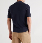 Brunello Cucinelli - Ribbed Cotton Polo Shirt - Blue