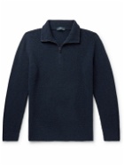 Thom Sweeney - Ribbed Merino Wool and Cashmere-Blend Half-Zip Sweater - Blue