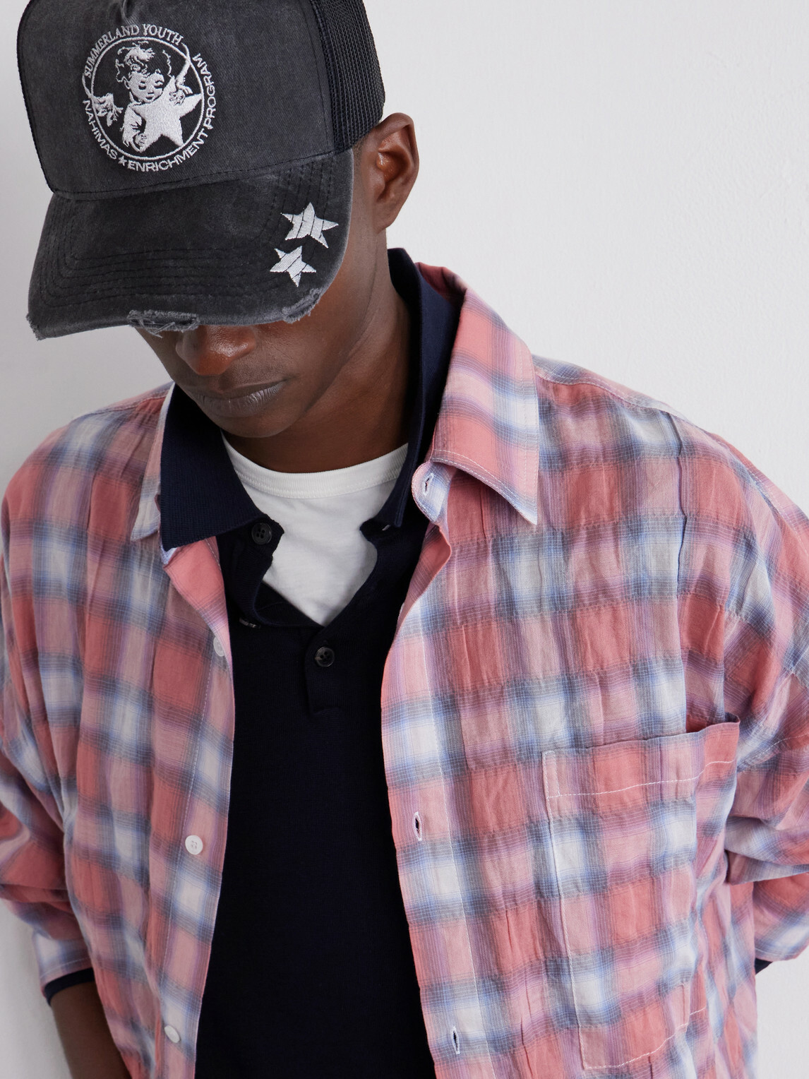 NAHMIAS - Youth Enrichment Embroidered Distressed Cotton and Mesh Trucker Cap