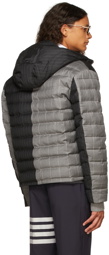 Thom Browne Black & Grey Down Wool Suiting Pinstripe Ski Jacket