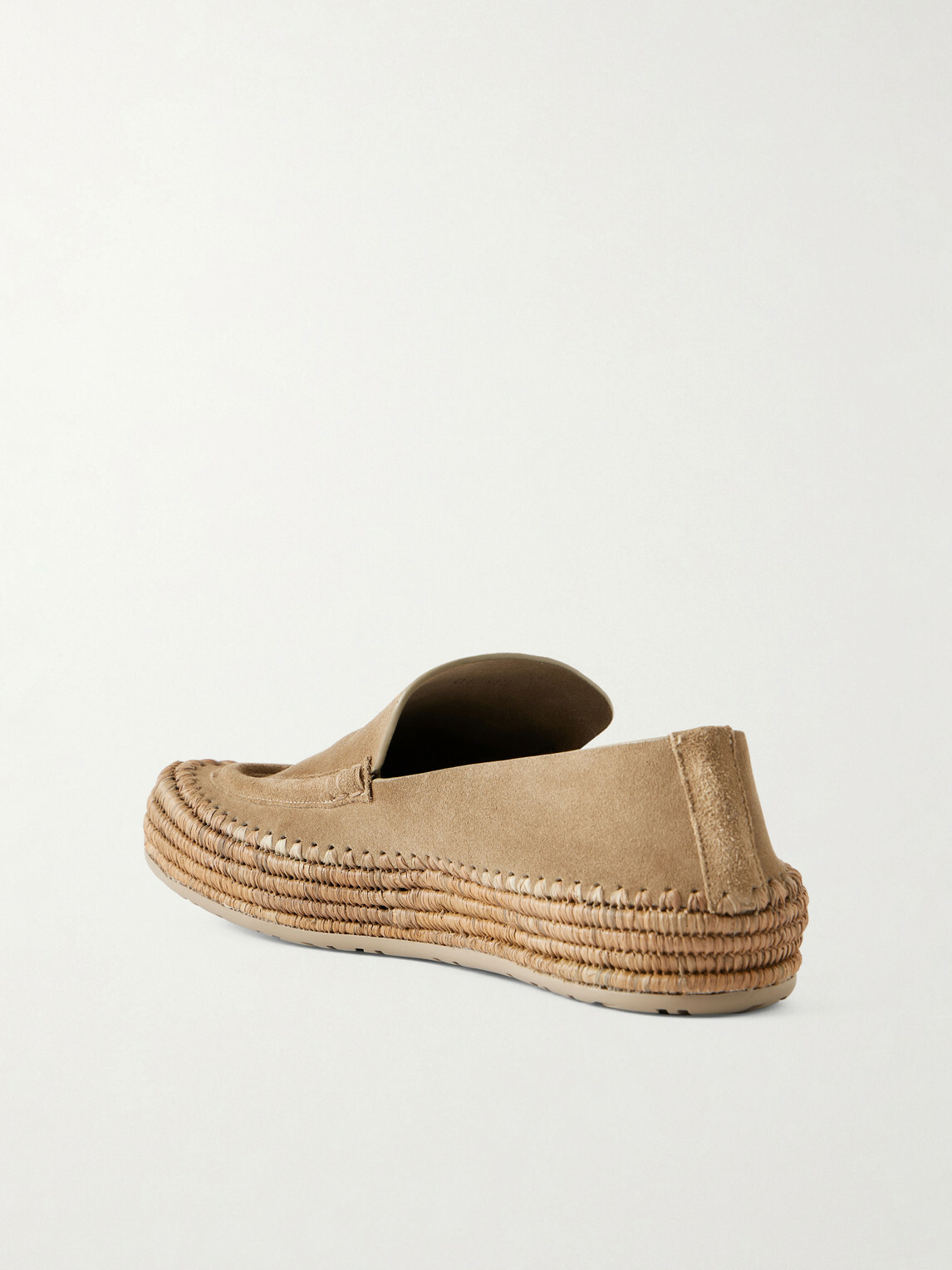 LOEWE - Paula's Ibiza Rio Raffia-Trimmed Suede Loafers - Neutrals