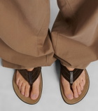 The Row Beach leather-trimmed suede thong sandals