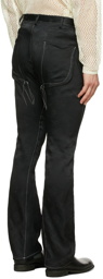 Sulvam Black Stitch Slim Flare Trousers