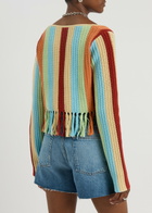Kitri Taylor Striped Crochet-knit Cardigan Multicoloured