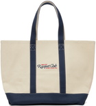 Sporty & Rich Off-White & Navy 94 Racquet Club Two Tone Tote