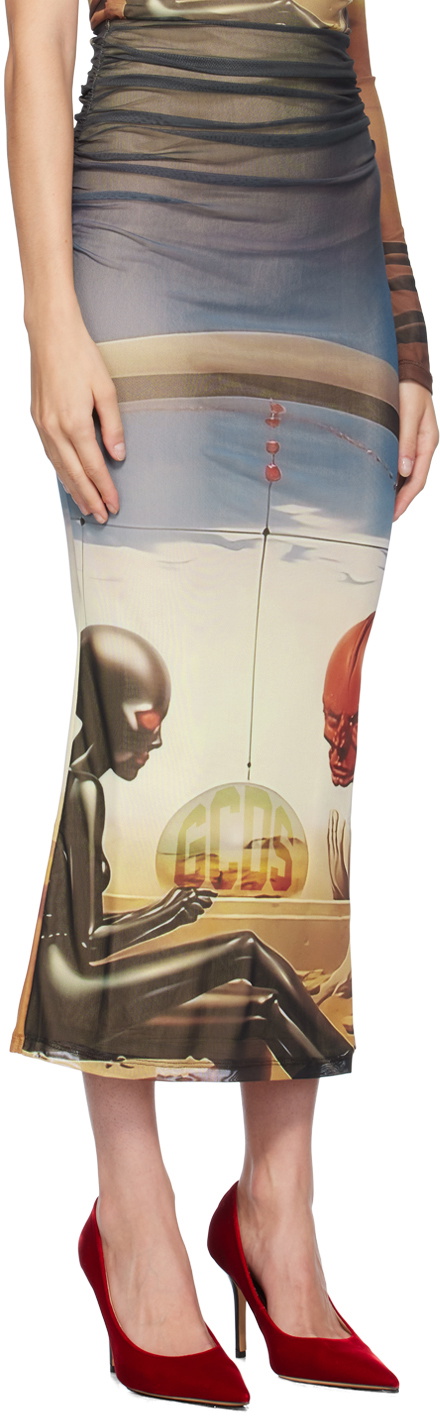 GCDS Multicolor Creatures Midi Skirt