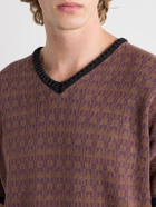 Enfants Riches Déprimés - Vienna Cotton-Jacquard Sweater - Burgundy