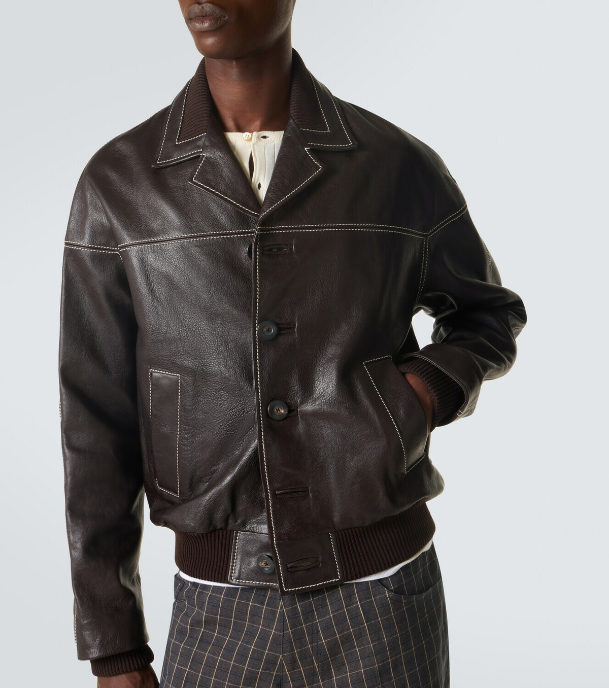 Wales Bonner Time leather jacket