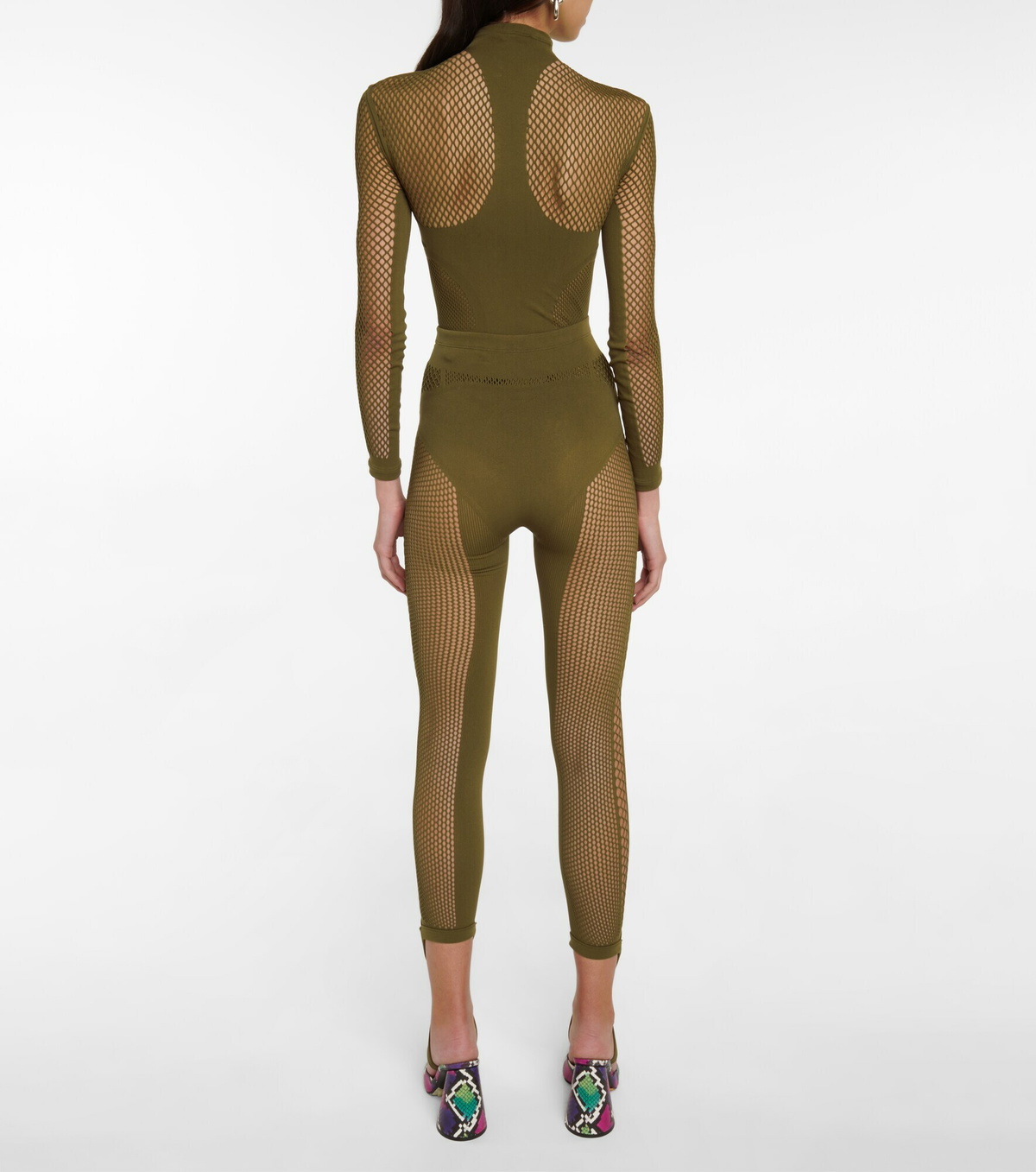 The Attico - Jersey and mesh stirrup leggings