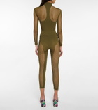 The Attico - Jersey and mesh stirrup leggings