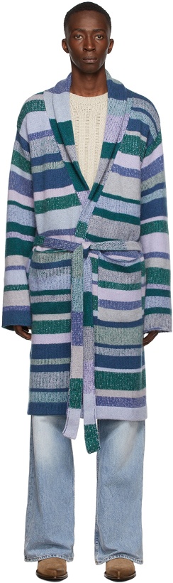 Photo: The Elder Statesman Blue & Green Stripe Super Soft Robe