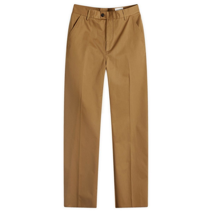 Photo: Alexander McQueen Men's Tape Logo Chinos in Rich Camel