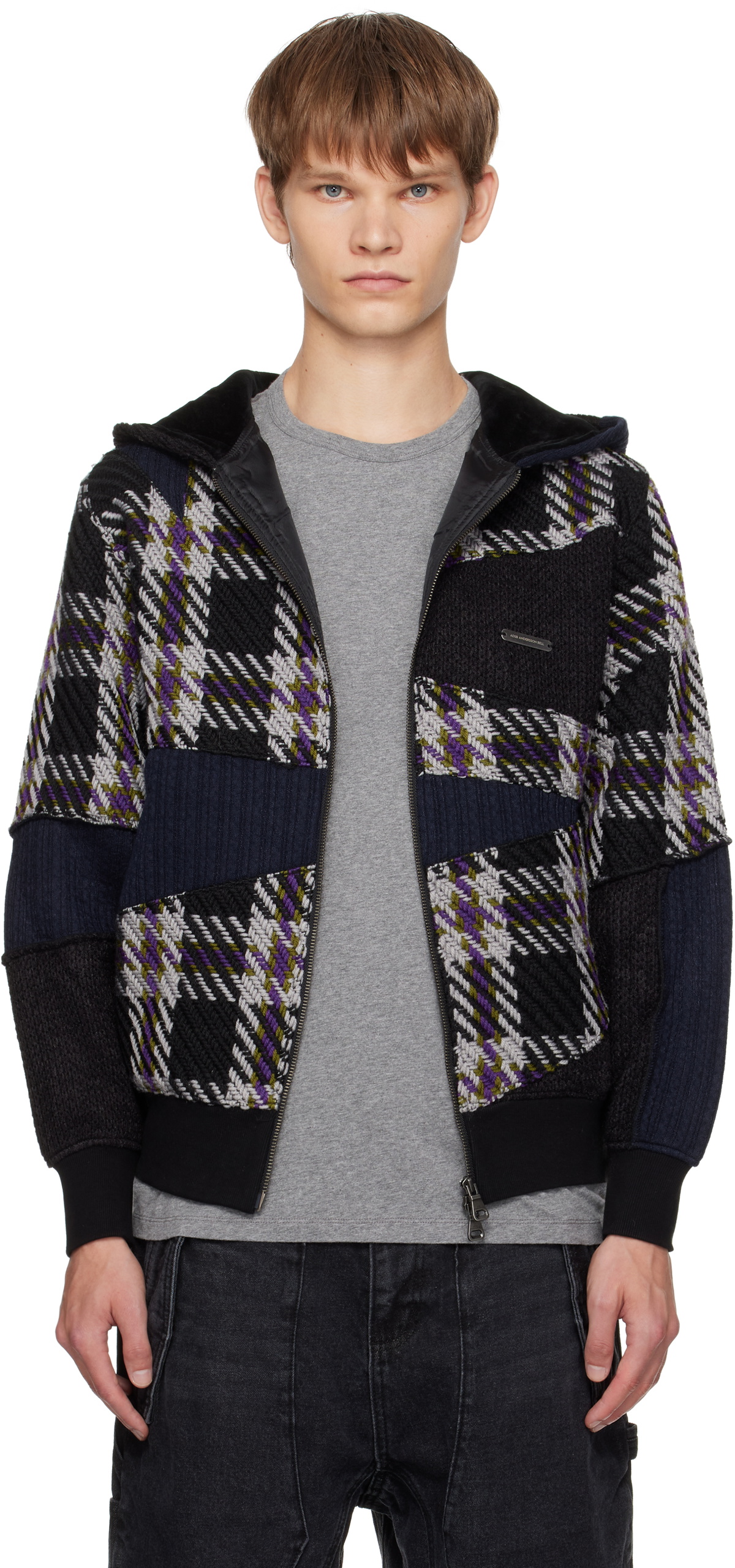 Andersson Bell Black Patchwork Zip-Up Hoodie