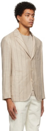 Brunello Cucinelli Beige Striped Suit-Type Blazer