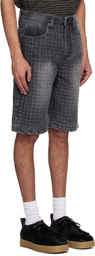 Glass Cypress Black Embroidered Denim Shorts