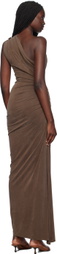 Atlein Purple One Shoulder Ruched Maxi Dress