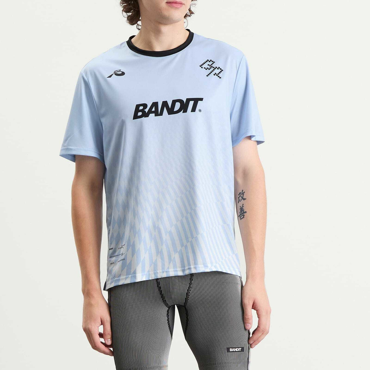 Bandit Men's Drift SS Printed Performance T-Shirt in Undulating Gradient Check/Breeze Blue/Light Breeze Blue