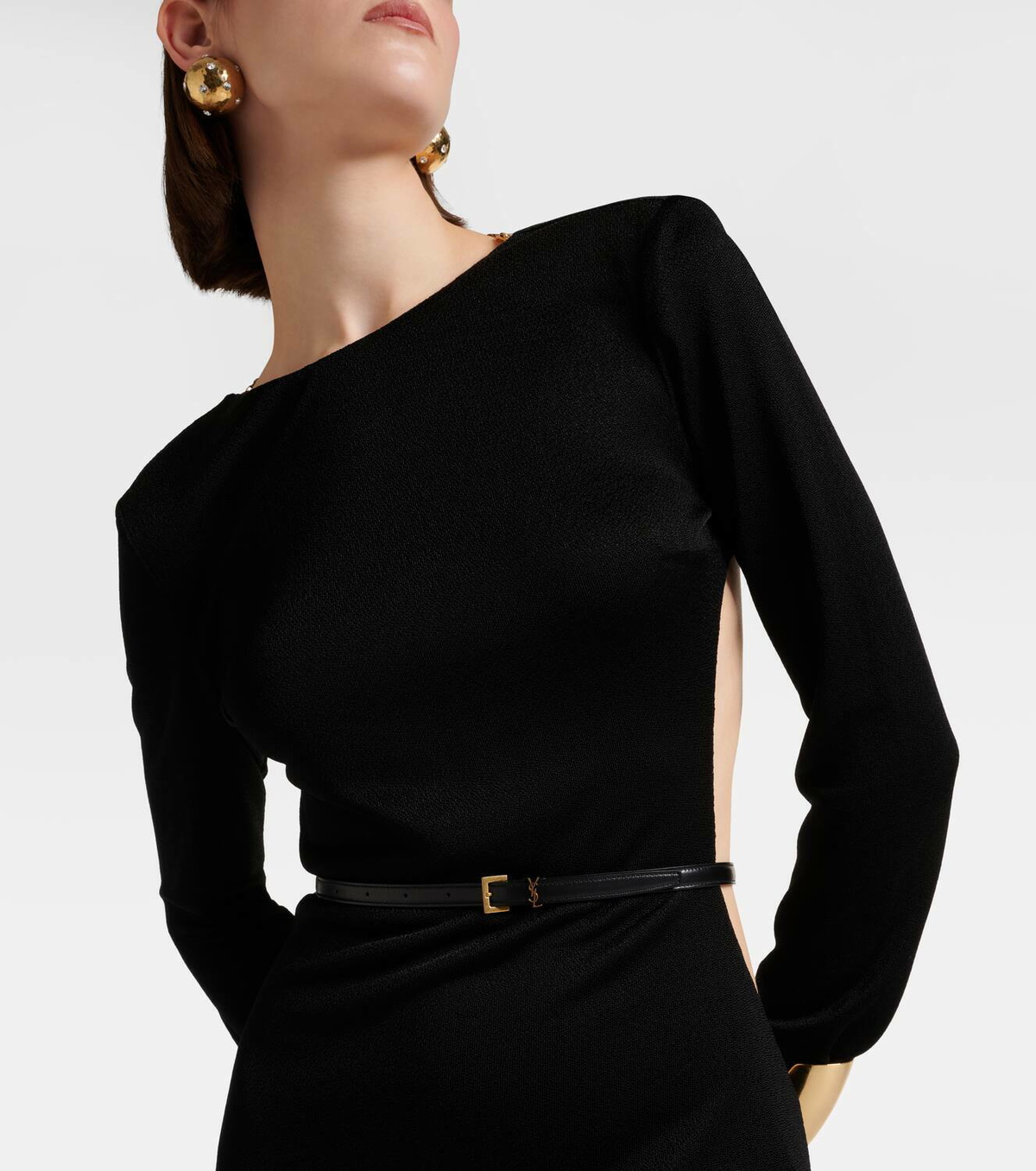Saint Laurent Cassandre slim leather belt Saint Laurent
