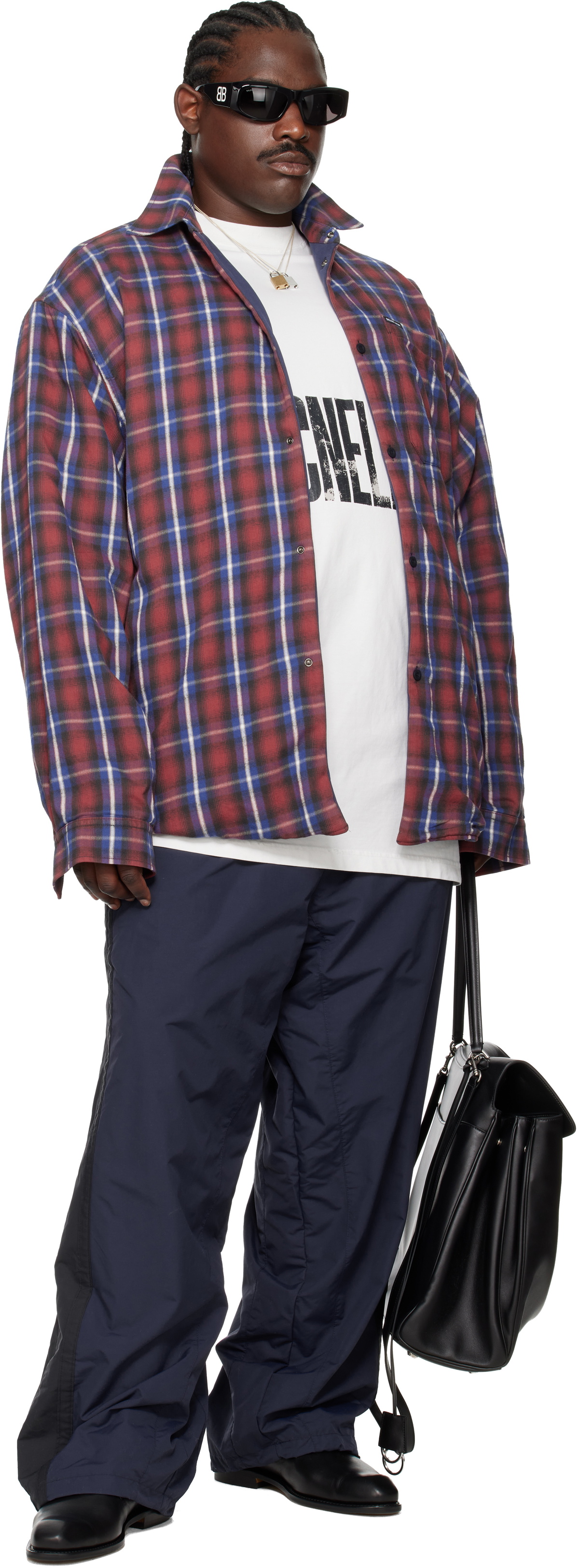 Balenciaga Red & Blue Lined Overshirt