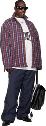 Balenciaga Red & Blue Lined Overshirt