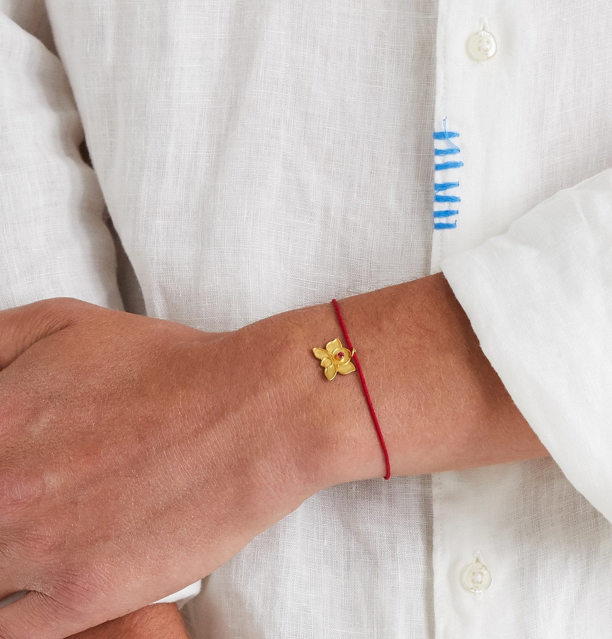 MONTROI - Crystal, Gold and Cord Bracelet - Red
