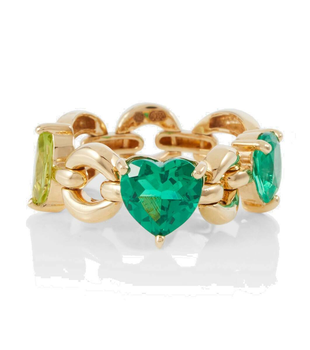 Nadine Aysoy Catena Petite 18kt gold ring with tourmaline, peridot