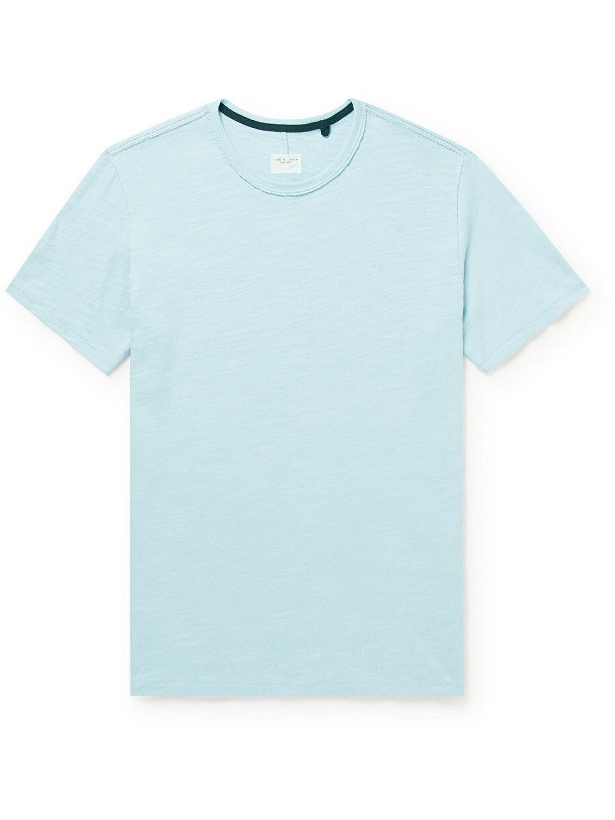 Photo: Rag & Bone - Flame Slub Cotton-Jersey T-Shirt - Blue
