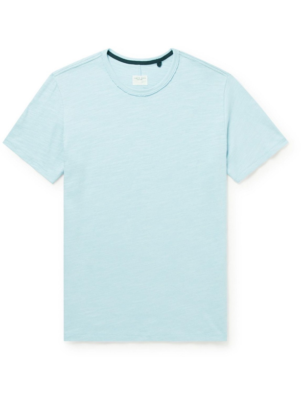 Photo: Rag & Bone - Flame Slub Cotton-Jersey T-Shirt - Blue