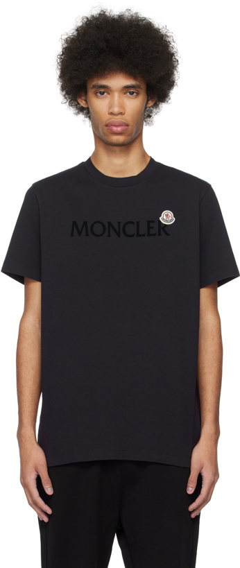 Photo: Moncler Navy Flocked T-Shirt