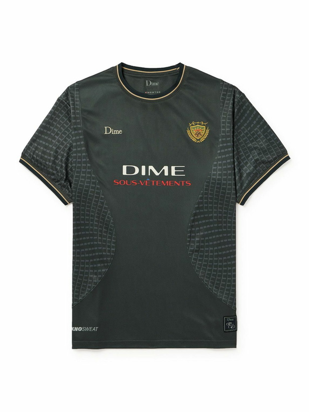 Photo: DIME - Panelled Logo-Embroidered Printed Jersey T-Shirt - Gray