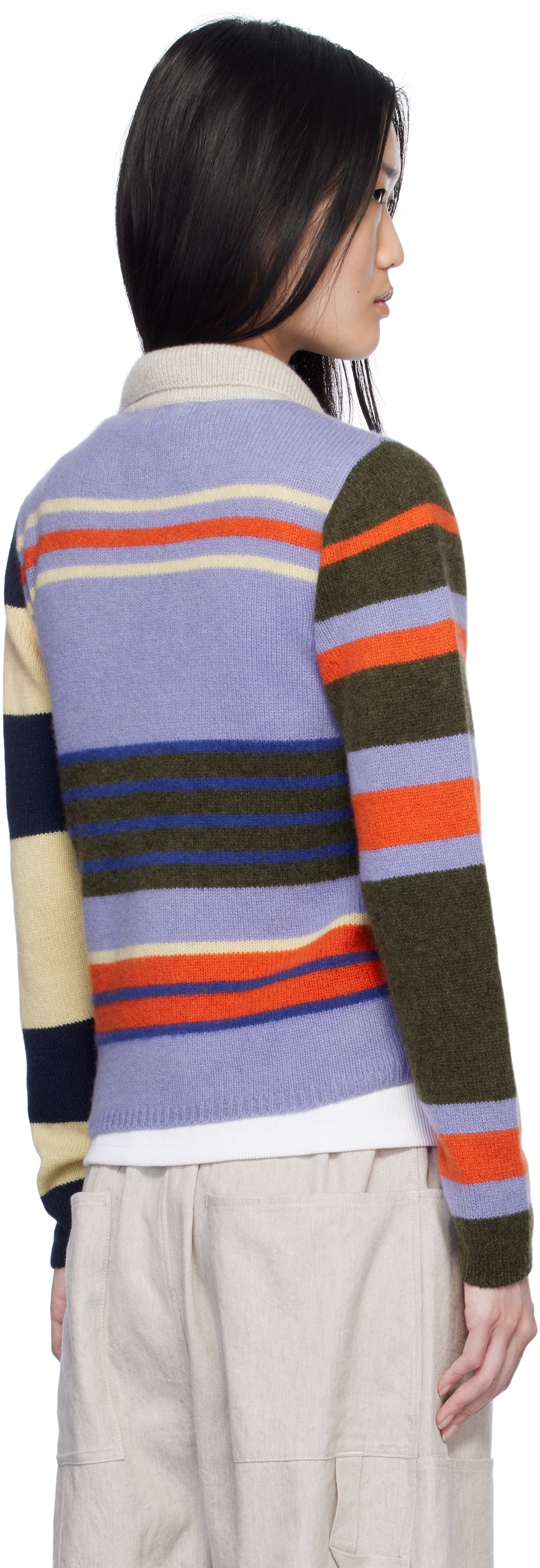 The Elder Statesman Multicolor Chaos Stripe Fitted Polo