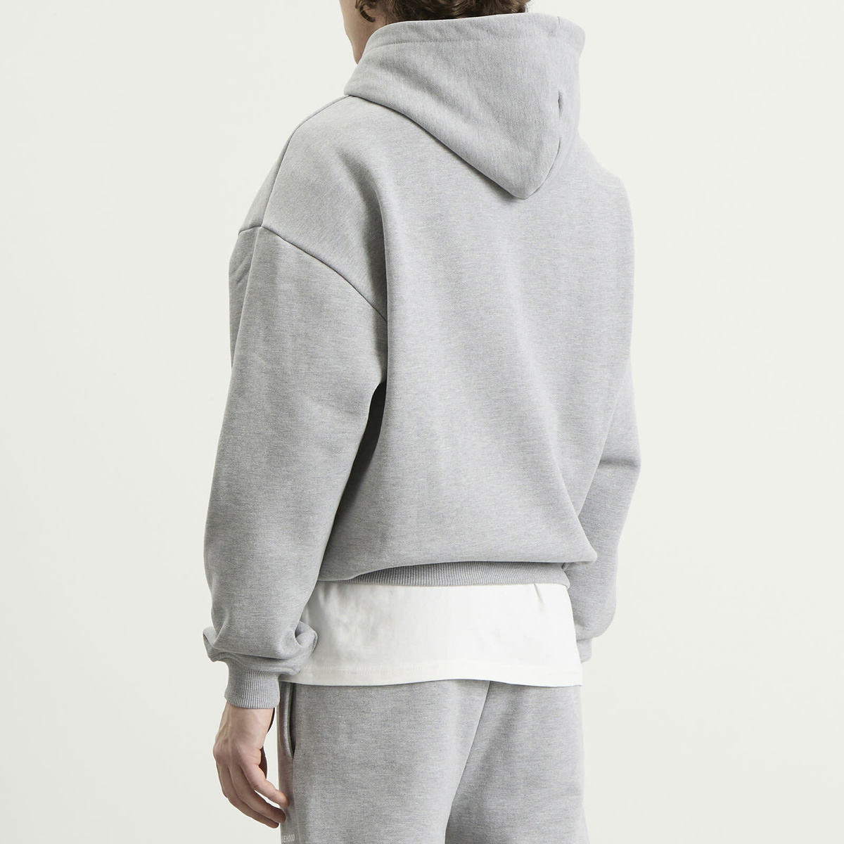 ANNIE HOOD Men's Mini Logo Zip Hoodie in Marl Grey