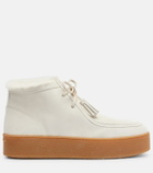 Hogan Shearling-trimmed suede ankle boots