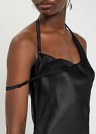 Courrèges Lace-embellished Satin Midi Dress Black