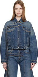 Jean Paul Gaultier Blue Oversized Strap Denim Jacket