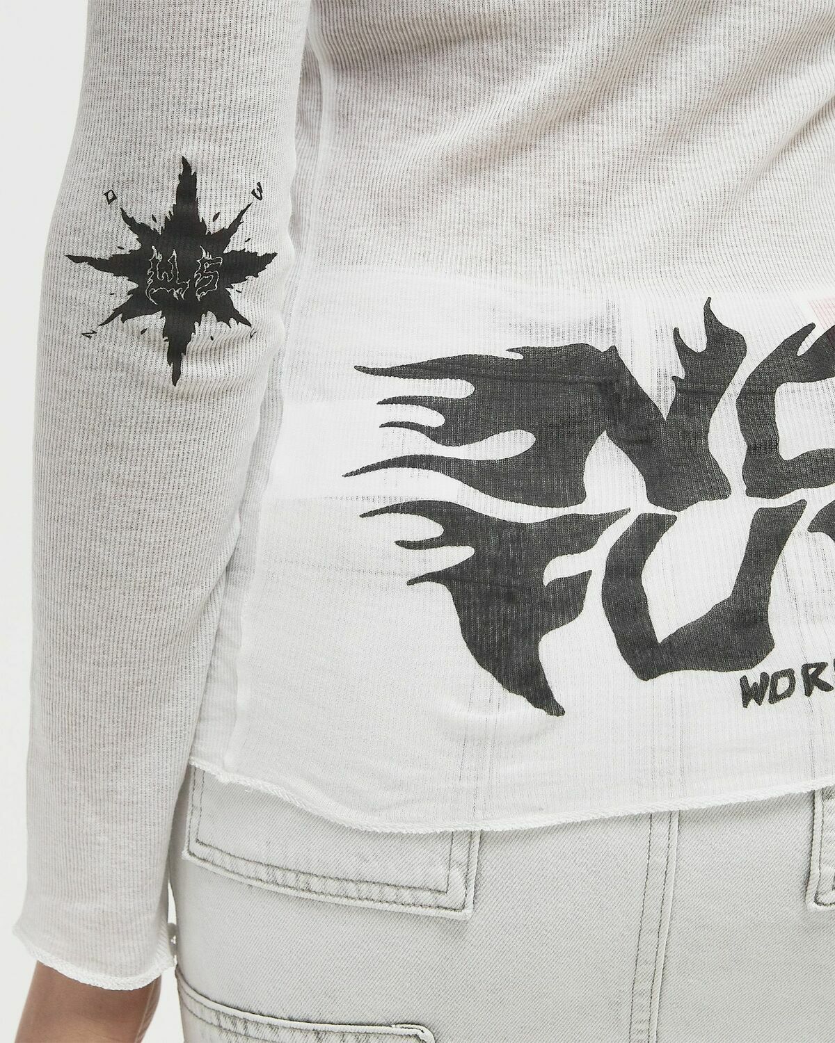 032c BLACK SUN FINE RIB LONGSLEEVE White Womens Longsleefe