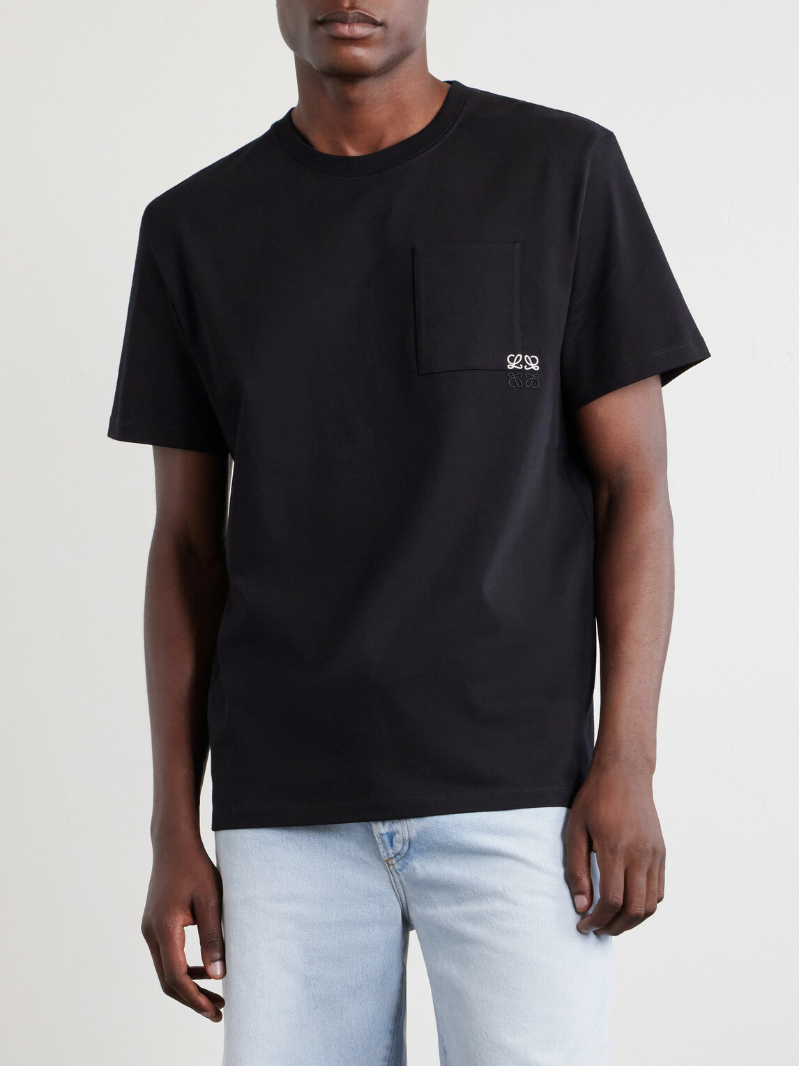 LOEWE - Anagram-Embroidered Cotton-Jersey T-Shirt - Black