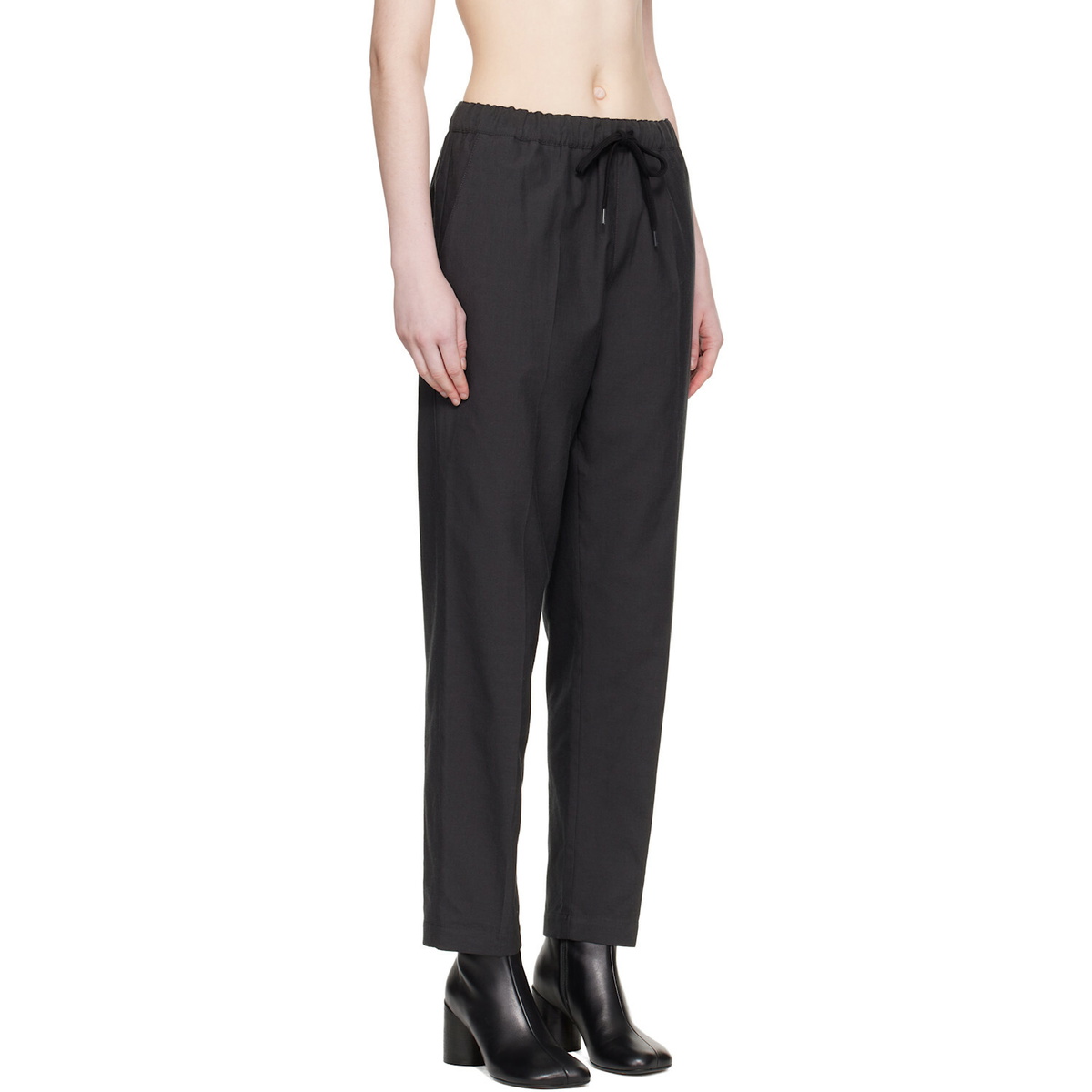 MM6 Maison Margiela Black Wool Drawstring Trousers