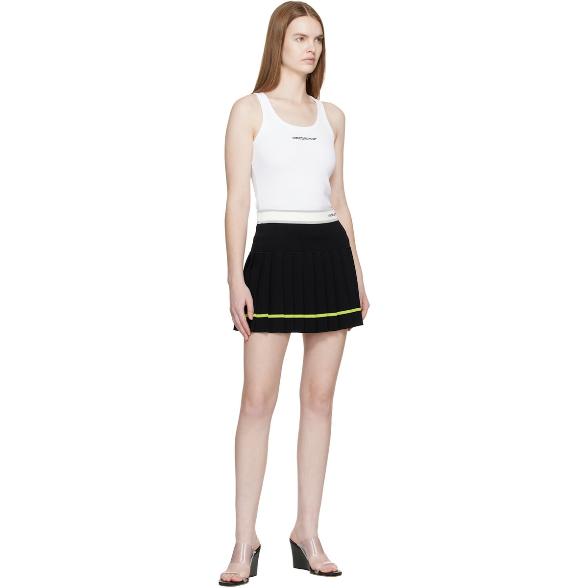 Casablanca Black Striped Pleated Miniskirt